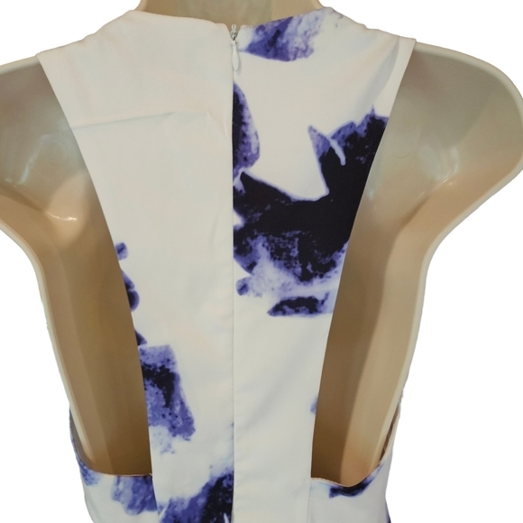 LULU'S "Seeing Chic" Women's Blue & Ivory Skater Halter Mini Dress Size S - Picture 6 of 12